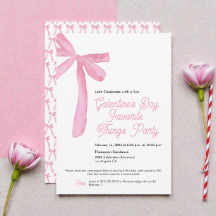 Invitation Favoris de la fête de la Saint-Galentin Pink Bow t