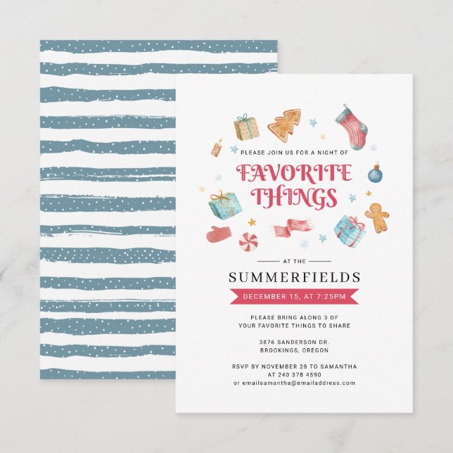 Invitation Favoris de Noël (Devant / Derrière)