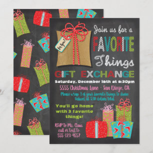 Invitation Favoris Noël Échange de cadeaux de Noël