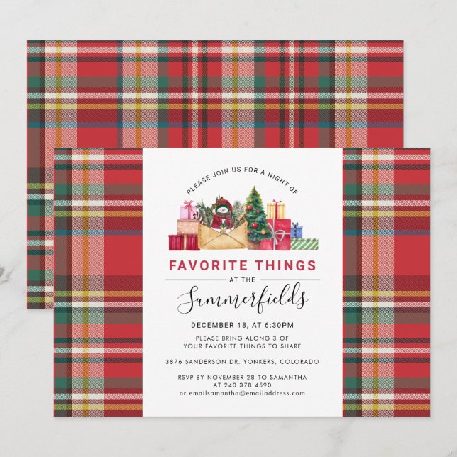 Invitation Favoris Noël Fête Famille Événement (Devant / Derrière)