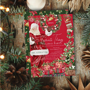 Invitation Favoris Père Noël Red Christmas Fête de Noël