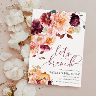 Invitation Faye Bourgogne Floral Automne Brunch