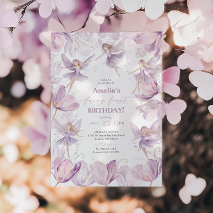 Invitation Fée 1er Anniversaire Filles Fête Fée Violet