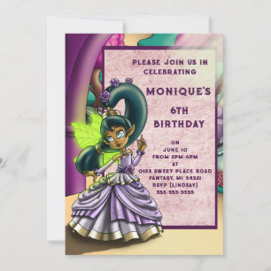 Invitation Fée afro-américaine fête d'anniversaire