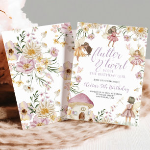 Invitation Fée anniversaire de fleurs sauvages