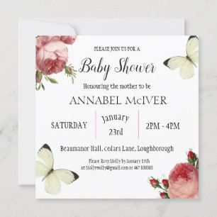 Invitation Fée Ballerina, baby shower fille rose pâle,