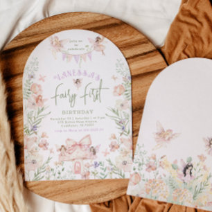 Invitation Fée capricieuse Premier anniversaire Forêt enchant