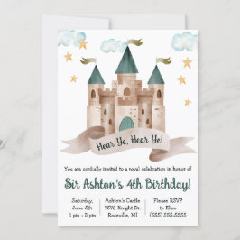 Invitation Fée, Château, Chevalier, Fête d'anniversaire à thè