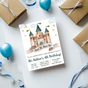 Invitation Fée, Château, Chevalier, Fête d'anniversaire à thè