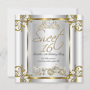 Invitation Fée Conte de Fées 16 ans Anniversaire Or Argent 2