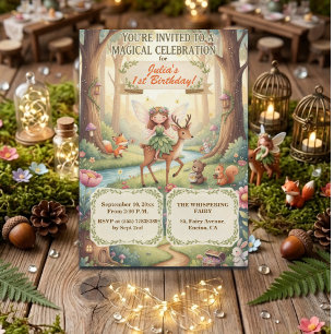 Invitation Fée Dame de la Forêt Anniversaire Fantaisiste 1ère
