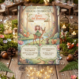 Invitation Fée Dame de la Forêt Fantaisie Anniversaire 8 ans