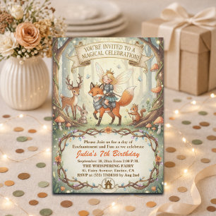 Invitation Fée Dame Forêt Fantaisiste 7e Fête d'Anniversaire