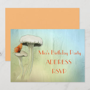 Invitation Fée de champignons aquarelle fête d'anniversaire d