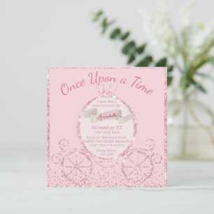 Invitation Fée de conte de fée de carrosse en paillettes rose