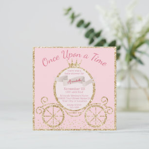 Invitation Fée de conte de fées Baby Shower Carrosse Pailleté