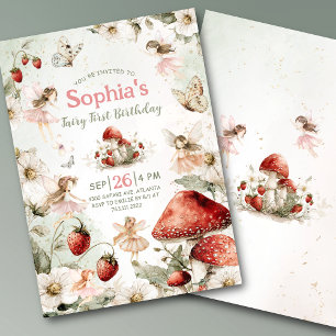 Invitation fée de jardin fantaisiste premier anniversaire