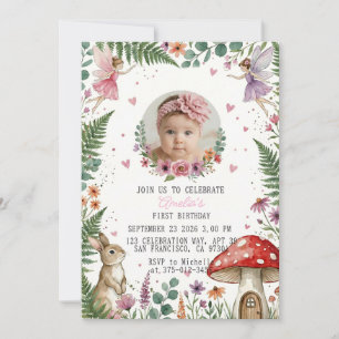 Invitation Fée de la forêt anniversaire pastel douce