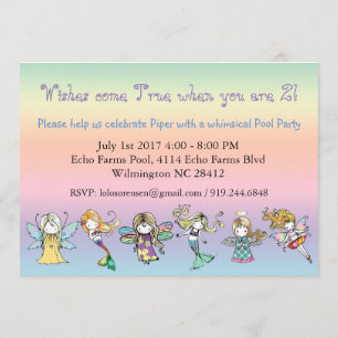 Invitation Fée de la Sirène d'Ange de la Fête au Piscine Fant