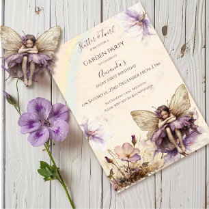 Invitation Fée des fleurs Papillon et Tourbillon Fille d'anni