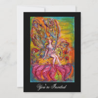 FÉE DES FLEURS SUR L'IRIS ROSE Fantaisie Noir Jaun