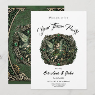 Invitation Fée émeraude celtique et dragon – Fantaisie enchan