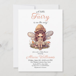 Invitation Fée enchantée avec champignons Baby shower fille