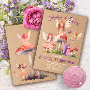 Invitation Fée enchantée Boho Pixie Princesse fête d'annivers