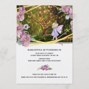 Invitation Fée enchantée lucioles de jardin papillon filles