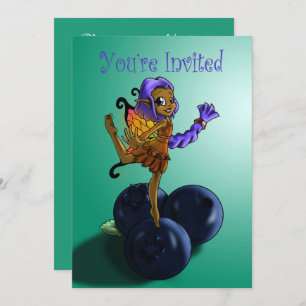 Invitation Fée et bleuets afro-américains