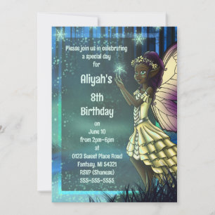 Invitation Fée et étoiles afro-américaines fête d'anniversair