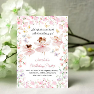 Invitation Fée et Fleurs Anniversaire Filles Tout Âge