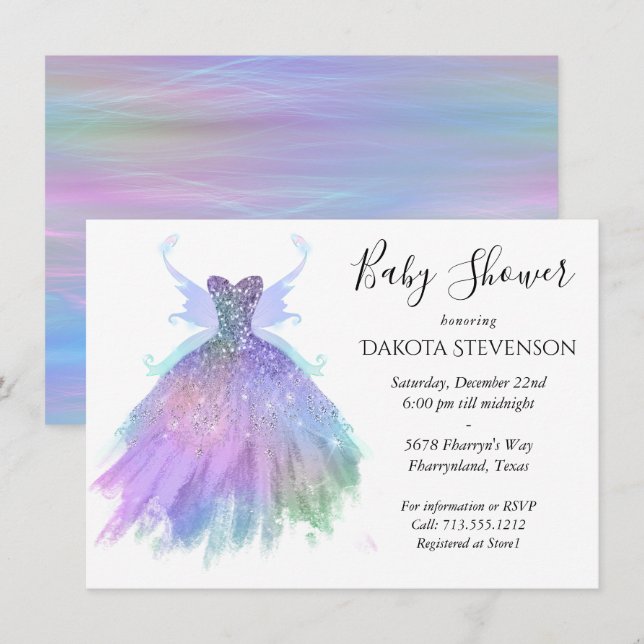 Invitation Fée Ethereal | Rainbow Ombre Pastel Sheen (Devant / Derrière)