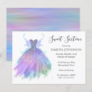 Invitation Fée Ethereal Rainbow Ombre Pastel Sheen