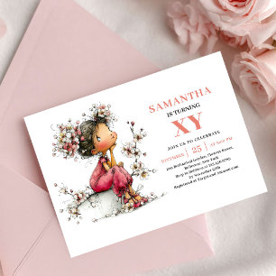 Invitation Fée Étincelante Fard Floral 3e Anniversaire
