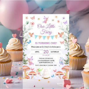 Invitation Fée fille 1er anniversaire Fête enchantée forêt Pa