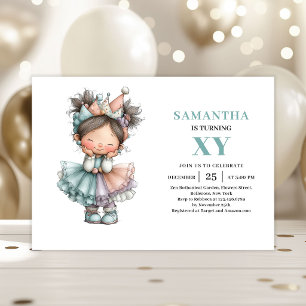 Invitation Fée Fille Mignonne Fantaisiste 1er Anniversaire Ma