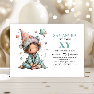 Invitation Fée Fille Mignonne Fantaisiste 1er Anniversaire Pa