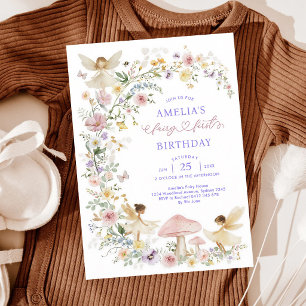 Invitation Fée Fleur Sauvage Pastel Anniversaire Un An