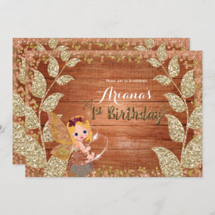 Invitation Fée & Glittery Feuille Rustic Glam Automne Anniver