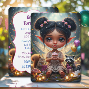 Invitation Fée Indienne de la Forêt Enchantée Anniversaire