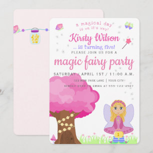 Invitation Fée magique   Fête de l'anniversaire de la fille