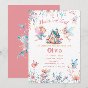 Invitation Fée magique Jardin Floral Fille Fête Anniversaire