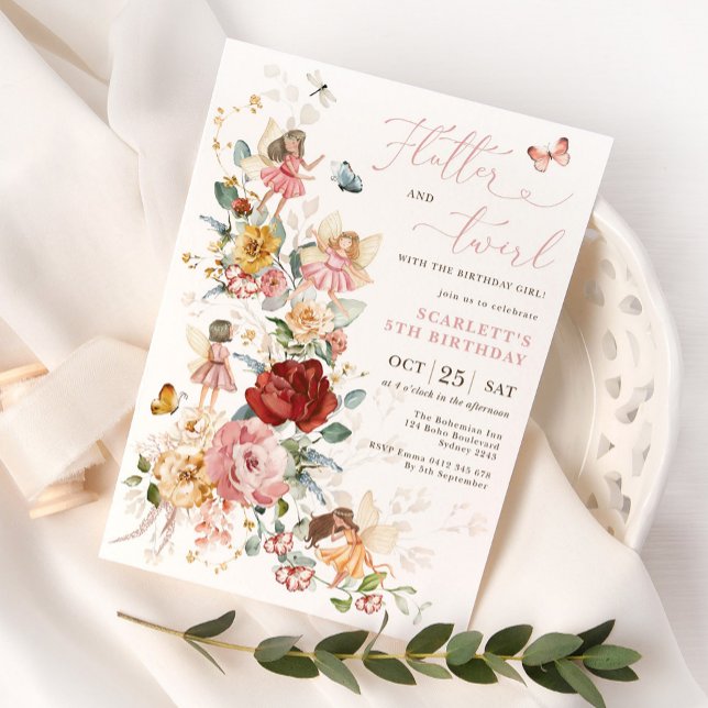 Invitation Fée magique Jardin Floral Pixie Filles Anniversair (Créateur téléchargé)