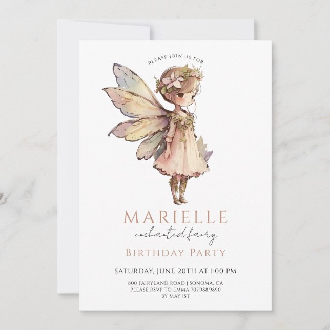 Invitation Fée magique Pixie Fairytale fête d'anniversaire (Devant)