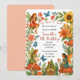 Invitation Fée magique sauvage Jardin fête d'anniversaire -