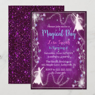 Invitation Fée magique violet étoile Nuit Anniversaire