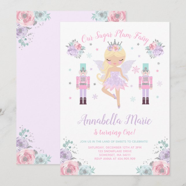 Invitation Fée Plum Sucre Invitation Casse-Noisett (Devant / Derrière)
