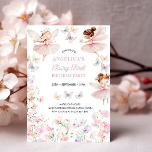 Invitation Fée premier anniversaire des filles