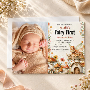 Invitation Fée Premier Thème Fille 1ère Fête d'Anniversaire